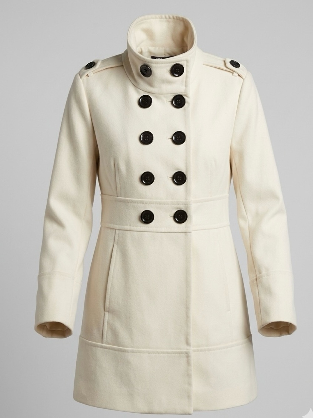 Vintage Esprit Crest Cream White Double Breasted Trench Pea Coat Y2K L Rare
